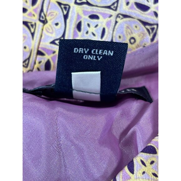 Ann Taylor Womens Sleeveless Silk Top Size 6 Gold & Purple Geometric Pattern - Picture 6 of 10